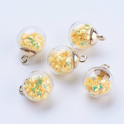 Glass Ball Pendants GLAA-G052-03G-1