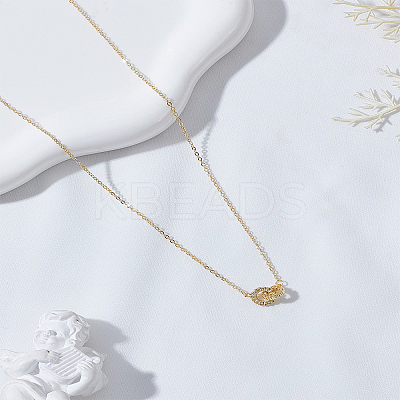 1Pc Brass Crystal Rhinestone Double Rings Pendant Necklaces NJEW-LP0009-54-1