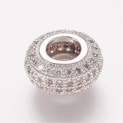 Brass Micro Pave Cubic Zirconia European Beads ZIRC-K063-29P-1