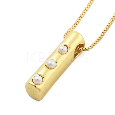 Brass & Plastic Pearl Letter Pendant Box Chain Necklaces for Women LS-NJEW-U017-01G-09-1