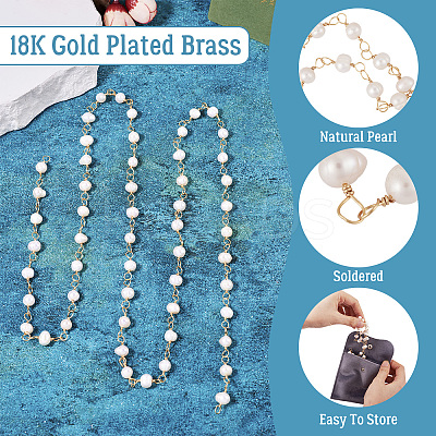 1 Strand Handmade Cultured Freshwater Pearl Beaded Chains AJEW-TA0001-93-1