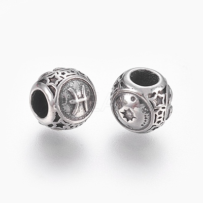 316 Surgical Stainless Steel European Beads STAS-F195-128P-11-1