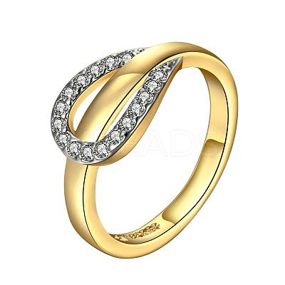 Classic Real 18K Gold Plated Tin Alloy Cubic Zirconia Rings for Women RJEW-BB09364-7G-1