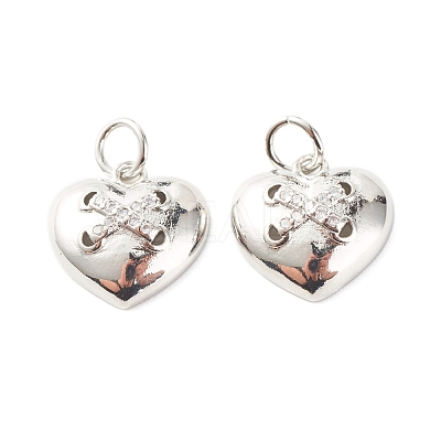 Brass Micro Pave Clear Cubic Zirconia Pendants ZIRC-P094-08P-RS-1