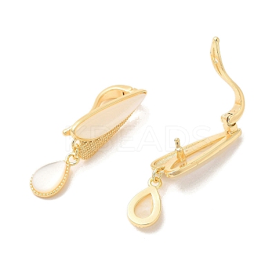 Teardrop Brass Fold Over Clasps KK-Z073-35G-01-1