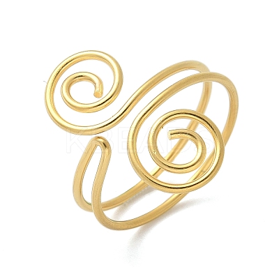 304 Stainless Steel Round Wrap Open Cuff Rings for Women Men RJEW-Z071-02A-G-1
