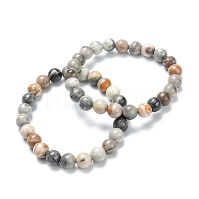 Natural Polychrome Jasper/Picasso Stone/Picasso Jasper Stretch Beaded Bracelets G-A185-01C-1