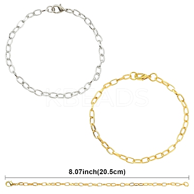 10Pcs Iron Cable Chain Bracelets IFIN-YW0004-03G-1