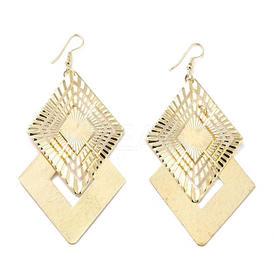 Big Double Rhombus Dangle Earrings for Girl Women EJEW-I258-03G-1