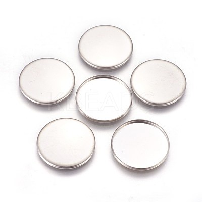 Non-Tarnish 304 Stainless Steel Plain Edge Bezel Cups X-STAS-E460-10P-25mm-1