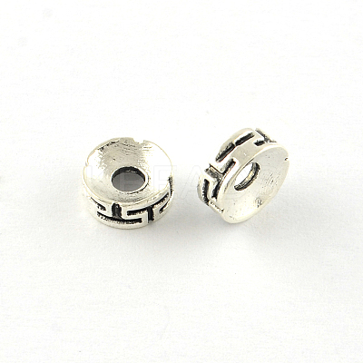 Flat Round Tibetan Style Alloy Spacers Beads TIBEB-Q066-06AS-LF-1