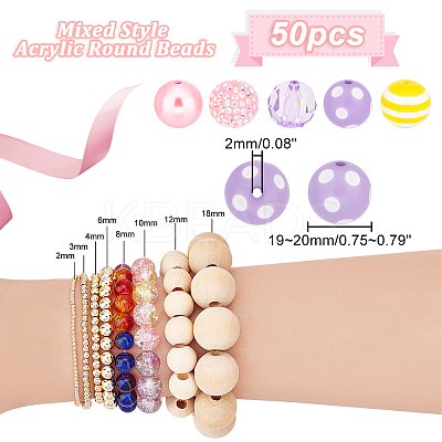 1 Set 7 Styles Resin Round Beads Set RESI-PH0001-98C-1