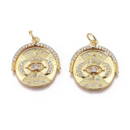Brass Micro Pave Clear Cubic Zirconia Pendants X-ZIRC-O035-09G-1