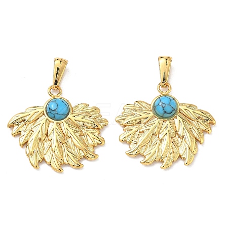304 Stainless Steel with Synthetic Turquoise Pendants STAS-L309-21H-G-1