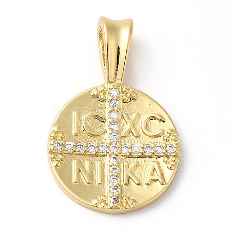 Rack Plating Brass Micro Pave Cubic Zirconia Pendants KK-R143-04G-1