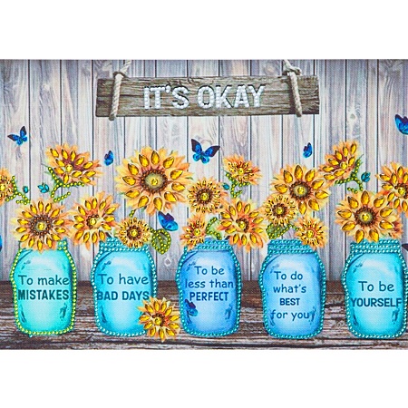 DIY Jar Vase & Inspiring Quote Theme Diamond Painting Kits DIAM-PW0004-069A-1