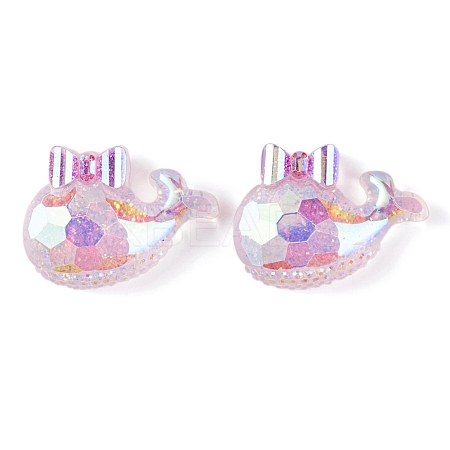 Transparent Epoxy Resin Whale with Bowknot Decoden Cabochons CRES-M034-04A-1