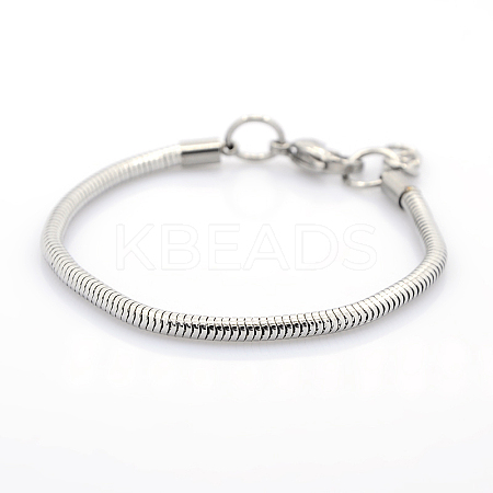 Tarnish Resistant 304 Stainless Steel European Style Round Snake Chains Bracelets LS-STAS-J015-01-1