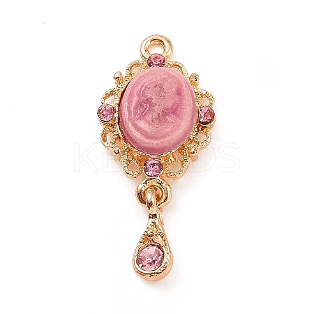 Alloy Cameo Oval Resin Pendants ENAM-M055-38G-01-1