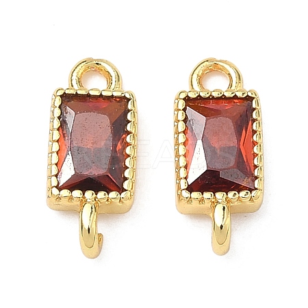 Brass Pave Cubic Zirconia Rectangle Connector Charms KK-P348-10G-06-1