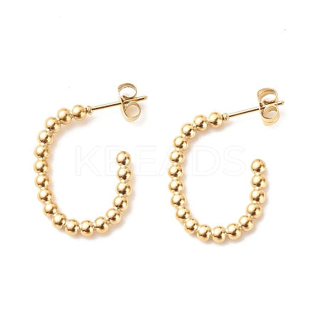Ion Plating(IP) 304 Stainless Steel Oval Stud Earrings EJEW-K242-07G-1
