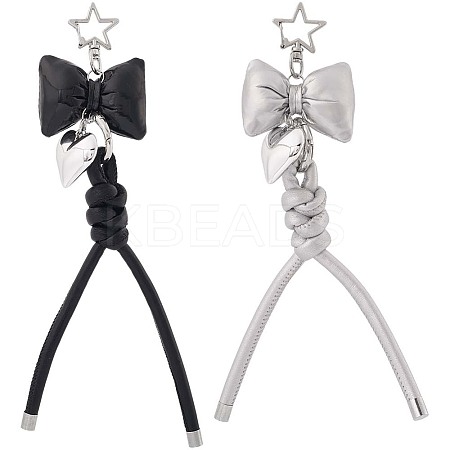 2Pcs 2 Colors Imitation Leather Keychain KEYC-CL0001-03B-1