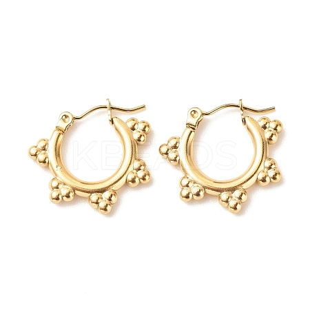 Ion Plating(IP) 304 Stainless Steel Flower Hoop Earrings for Women X-EJEW-K242-05G-1