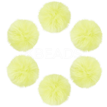 12Pcs Handmade Faux Rabbit Fur Pom Pom Ball Covered Pendants WOVE-SC0001-06C-1