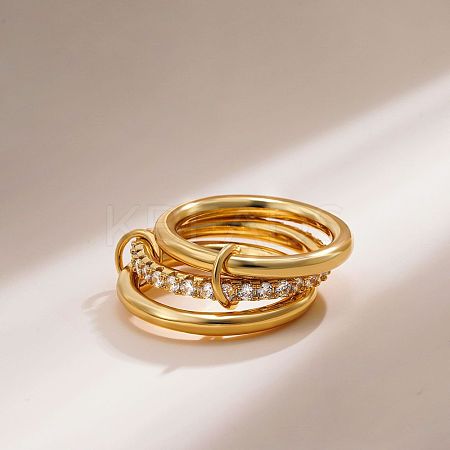 Brass Micro Pave Cubic Zirconia Finger Rings FS-WG6545E-22-1