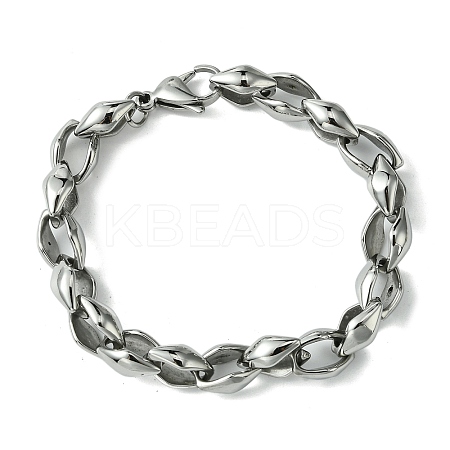 304 Stainless Steel Rhombus Link Chain Bracelets for Women Men BJEW-C063-09AS-1