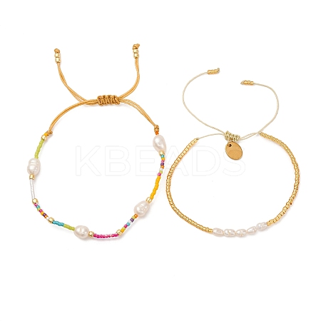 Colorful Miyuki & Imitation Pearl Braided Bead Bracelet Set WC1119-1