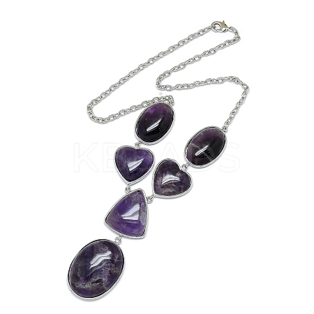 Natural Amethyst Necklaces NJEW-C049-01A-P-1