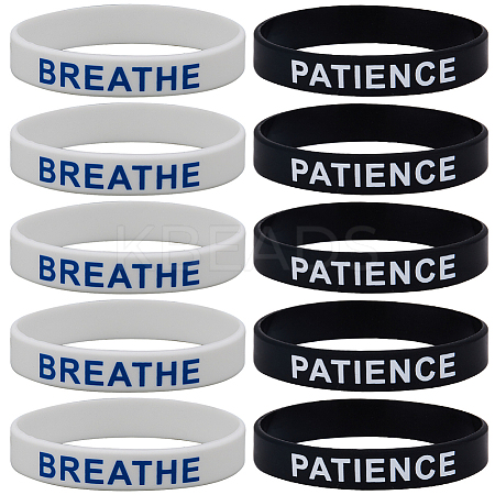 32Pcs 2 Colors Word Silicone Cord Bracelets Set Wristband BJEW-GF0001-17-1