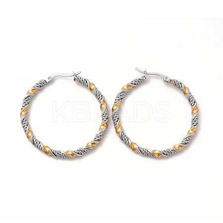 Non-Tarnish 304 Stainless Steel Twist Rope Hoop Earrings for Women EJEW-C011-03P-1