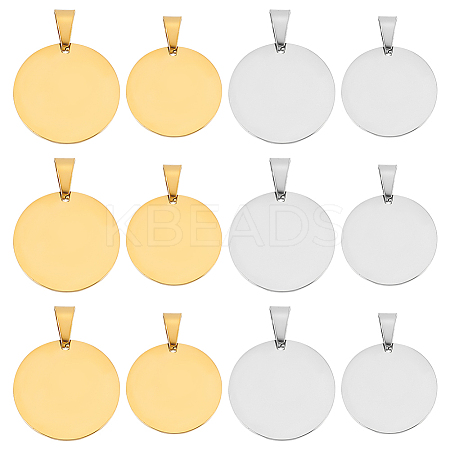 12Pcs 4 Styles 304 Stainless Steel Pendants STAS-WR0001-16-1