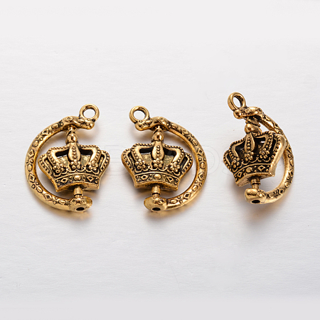 Tibetan Style Alloy Crown Pendants TIBEP-JC1181-AG-1