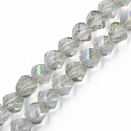 Electroplate Transparent Glass Beads Strands EGLA-N002-39-C04-1
