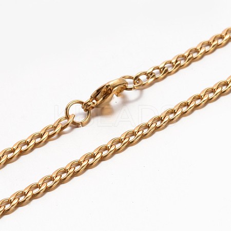 Boy's 304 Stainless Steel Curb Chain Necklaces NJEW-E026-13G-1