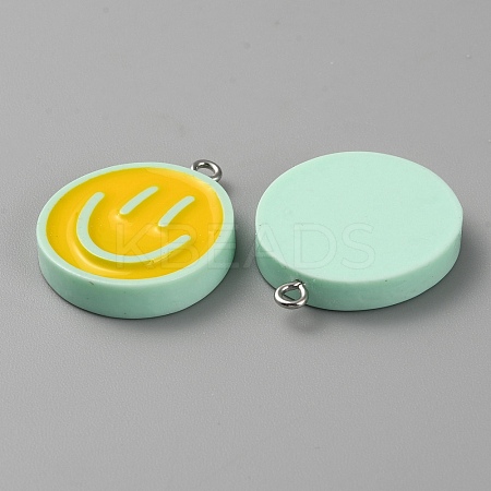 Opaque Resin Enamel Pendants LS-RESI-WH0036-20F-1