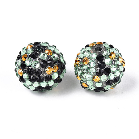 Halloween Theme Round Resin Rhinestone Beads OACR-T028-66E-1
