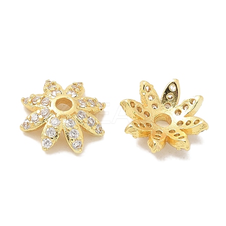 Rack Plating Brass Micro Pave Cubic Zirconia Bead Caps KK-K293-23C-G-1