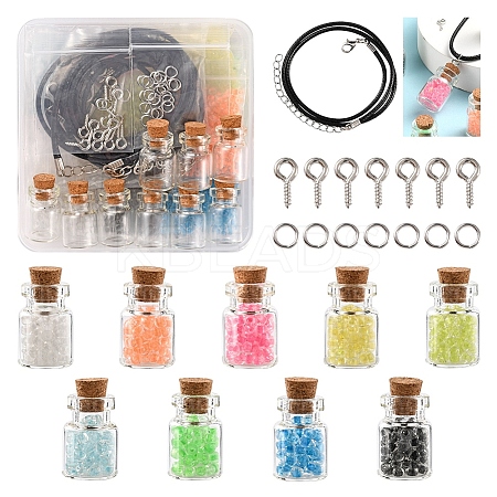 DIY Wishing Bottle Pendant Necklace Making Kit DIY-YW0005-80-1