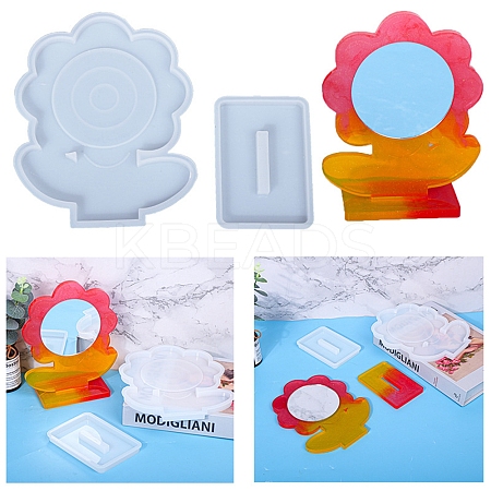 DIY Flower Shape Desk Mirror Frame Silicone Molds LS-DIY-E043-01-1