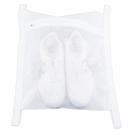 Polyester Mesh Shoe Cleaning Laundry Zipper Bags ABAG-WH0044-66A-1