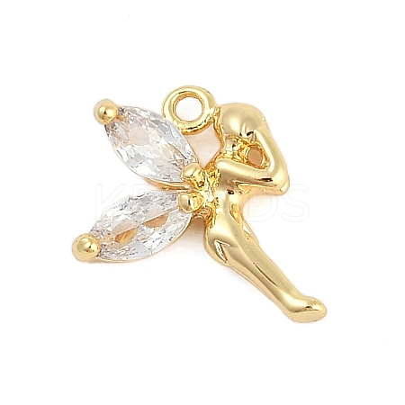 Rack Plating Brass Micro Pave Cubic Zirconia Pendants KK-Q018-09G-1