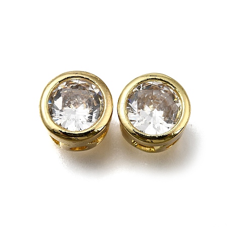 Brass Micro Pave Clear Cubic Zirconia Beads ZIRC-I070-070G-1