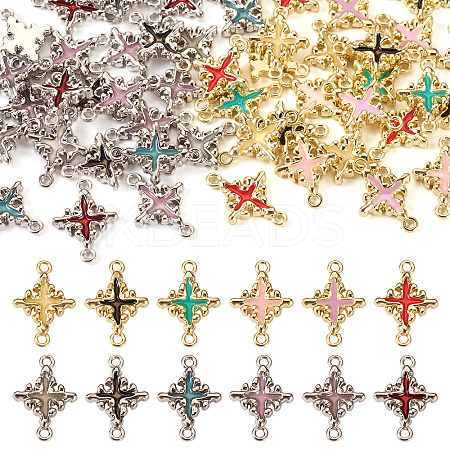 48Pcs 12 Styles Rack Plating Alloy Enamel Connector Charms FIND-TA0002-85-1