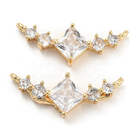 Brass Pave Clear Cubic Zirconia Pendants KK-Q789-09G-1