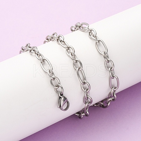 304 Stainless Steel Oval Cable Chain Necklaces NJEW-P338-07P-1