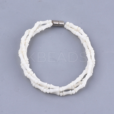 Synthetic Coral Multi-Strand Bracelets BJEW-S134-110A-1